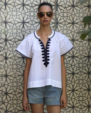 Clematis Top White With Navy