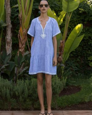 Floral Short Dress Blue