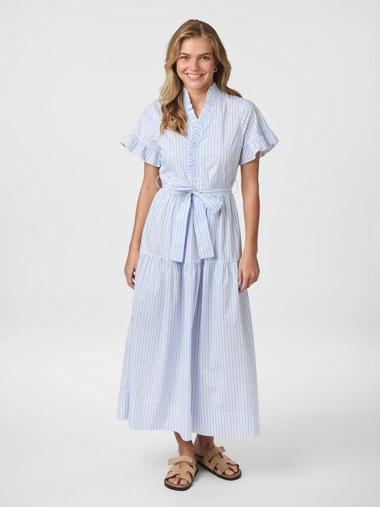 Nessie Stripe Dress Fall cols - White / Light Blue
