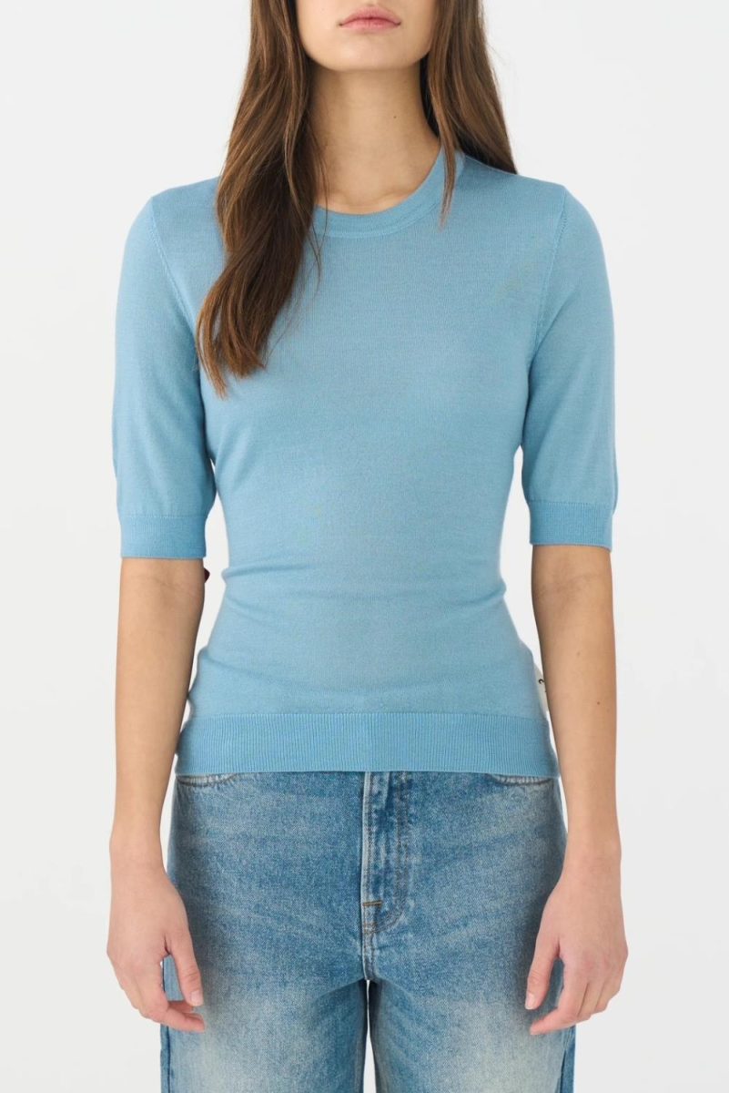 IVY - Essex SS O - Neck knit - Steel Blue
