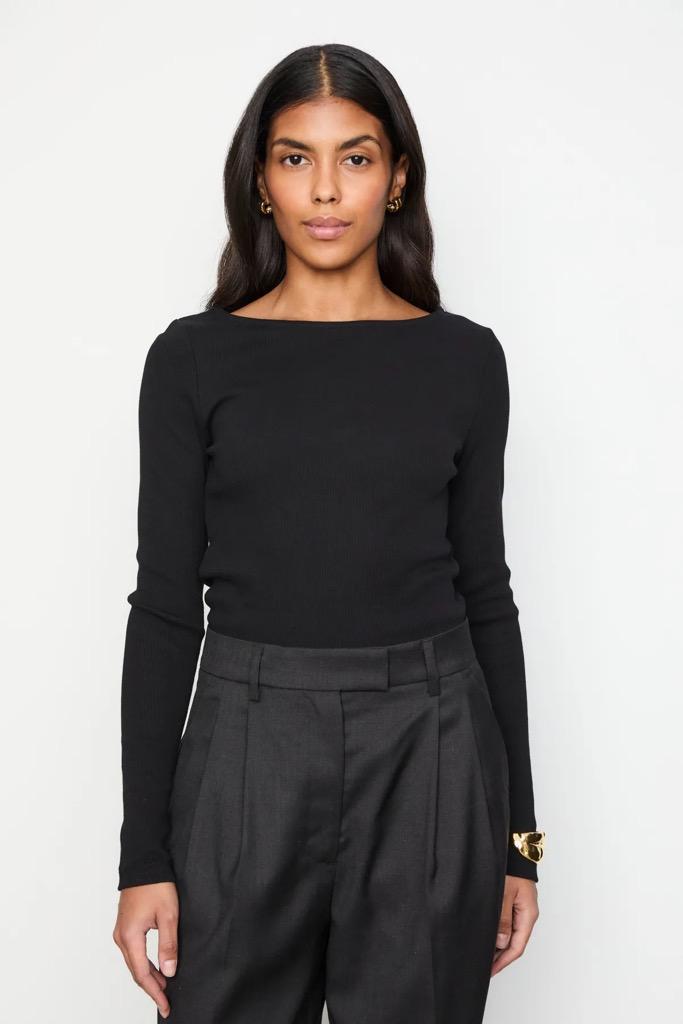 Petronella Rib Boatneck Black