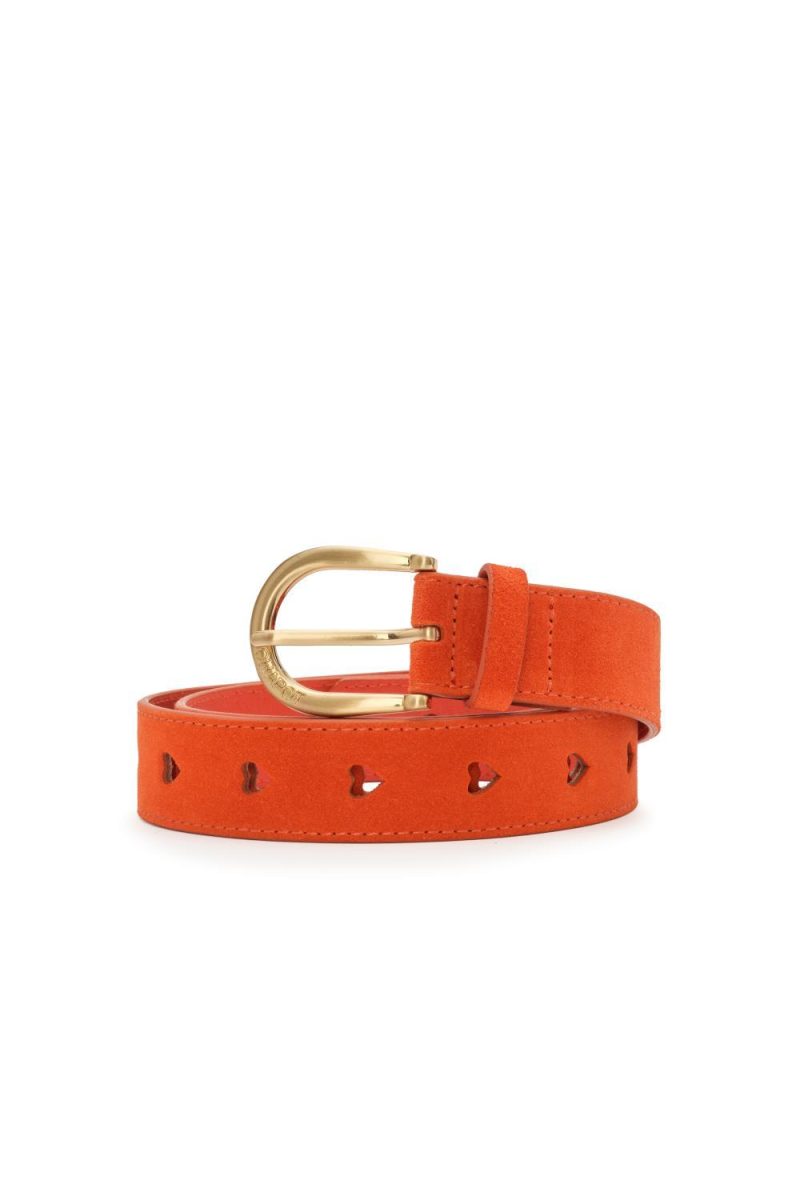 Cut It Out Heart Belt Suede Tangerine Tango