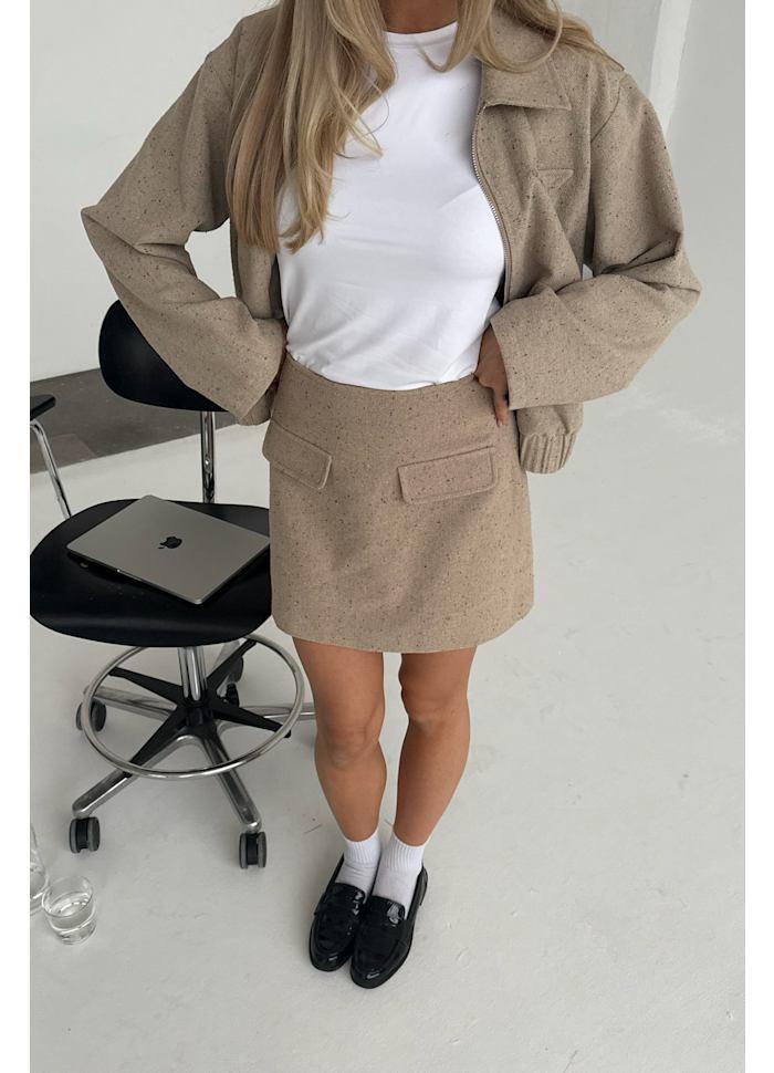 SARAHIC Mini Skirt - Beige Melange