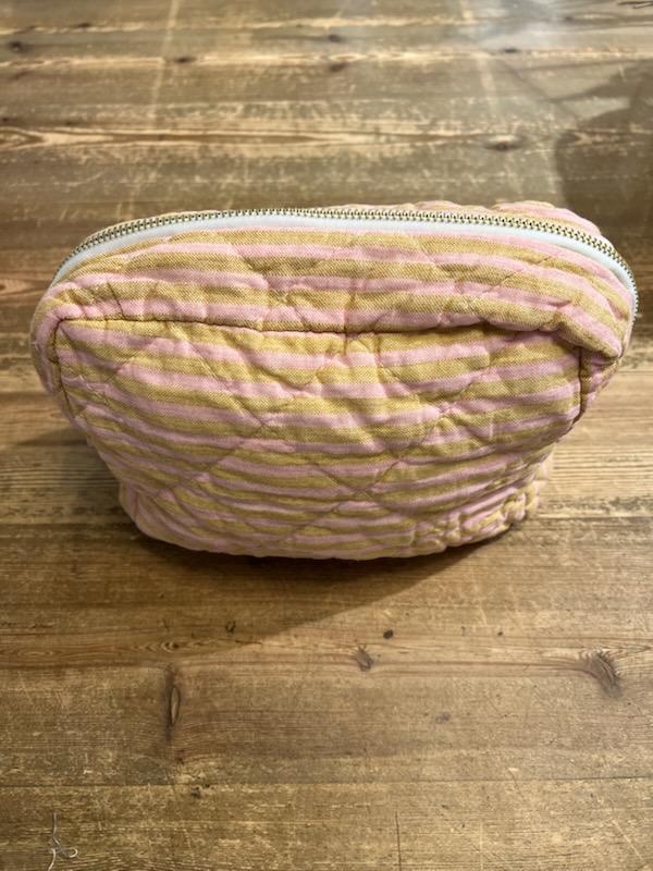 Toalettveske Quilet Striper Rosa