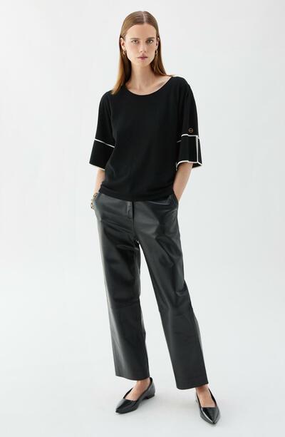 Malia Contrast Top - Black / Ecru