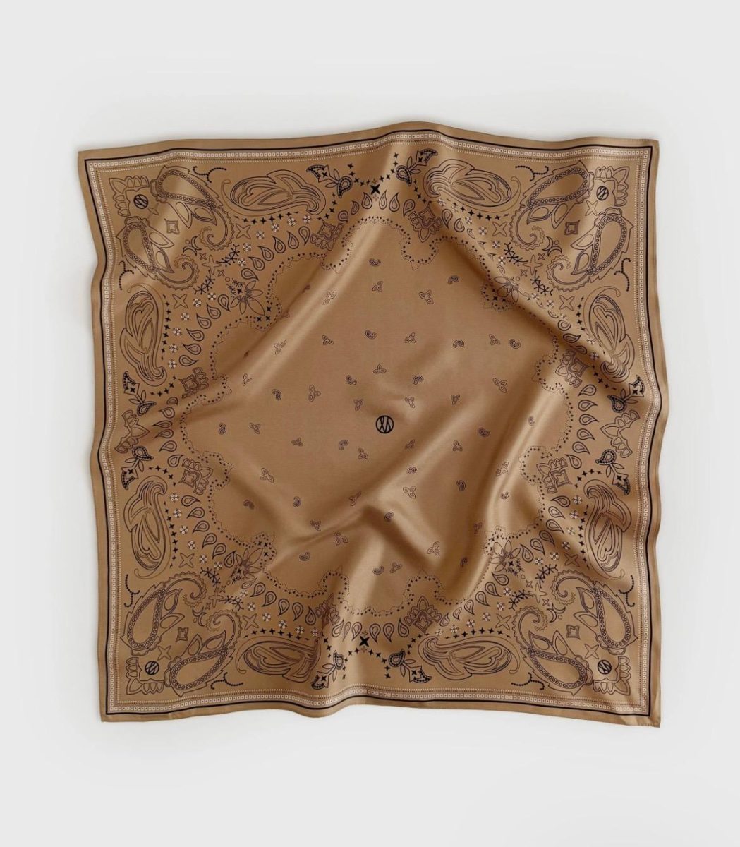 Paisley Scarf Cappuccino, Black & White 65 cm