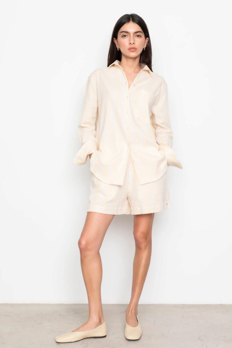 Bianca Crepe Shorts Light Yellow Stripe