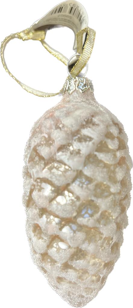 Glass cone lt pink iced 9cm