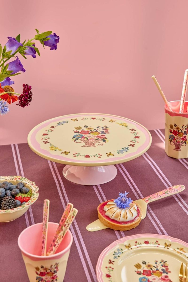 Lavt rundt kakefat Rosa