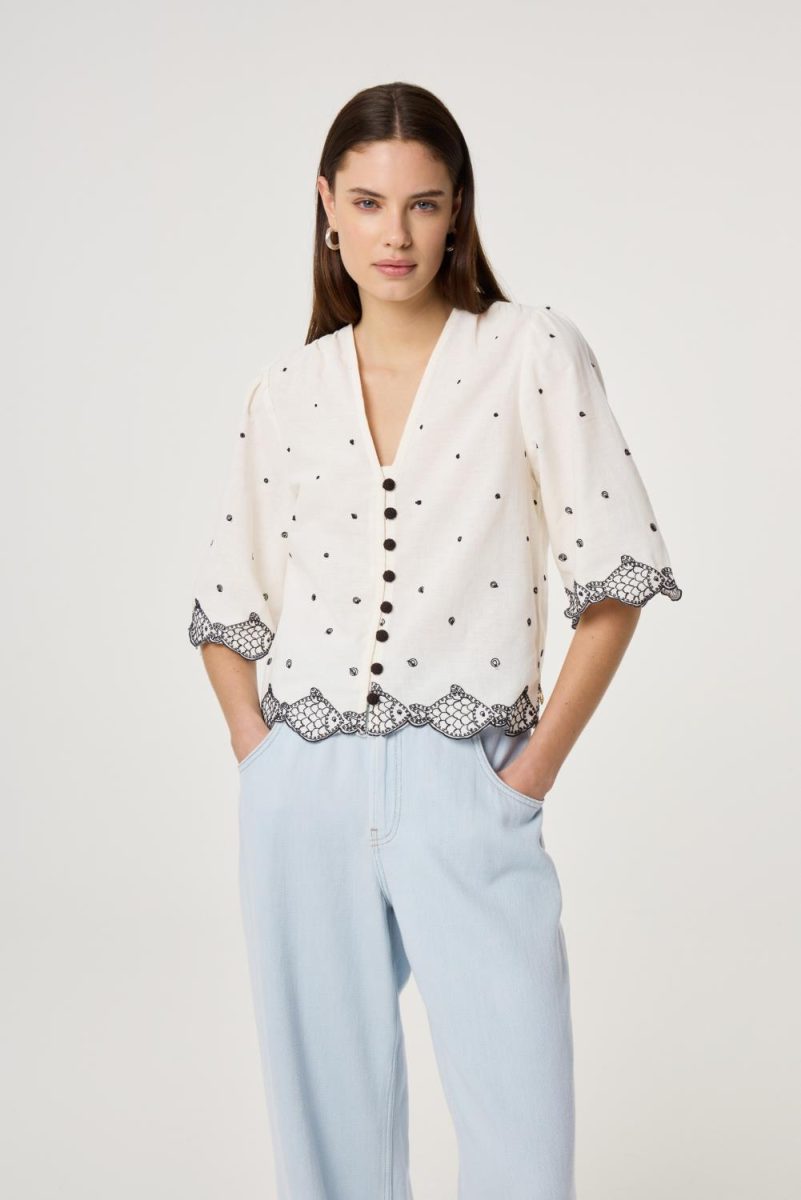 Tylera Blouse Cosy White/Black