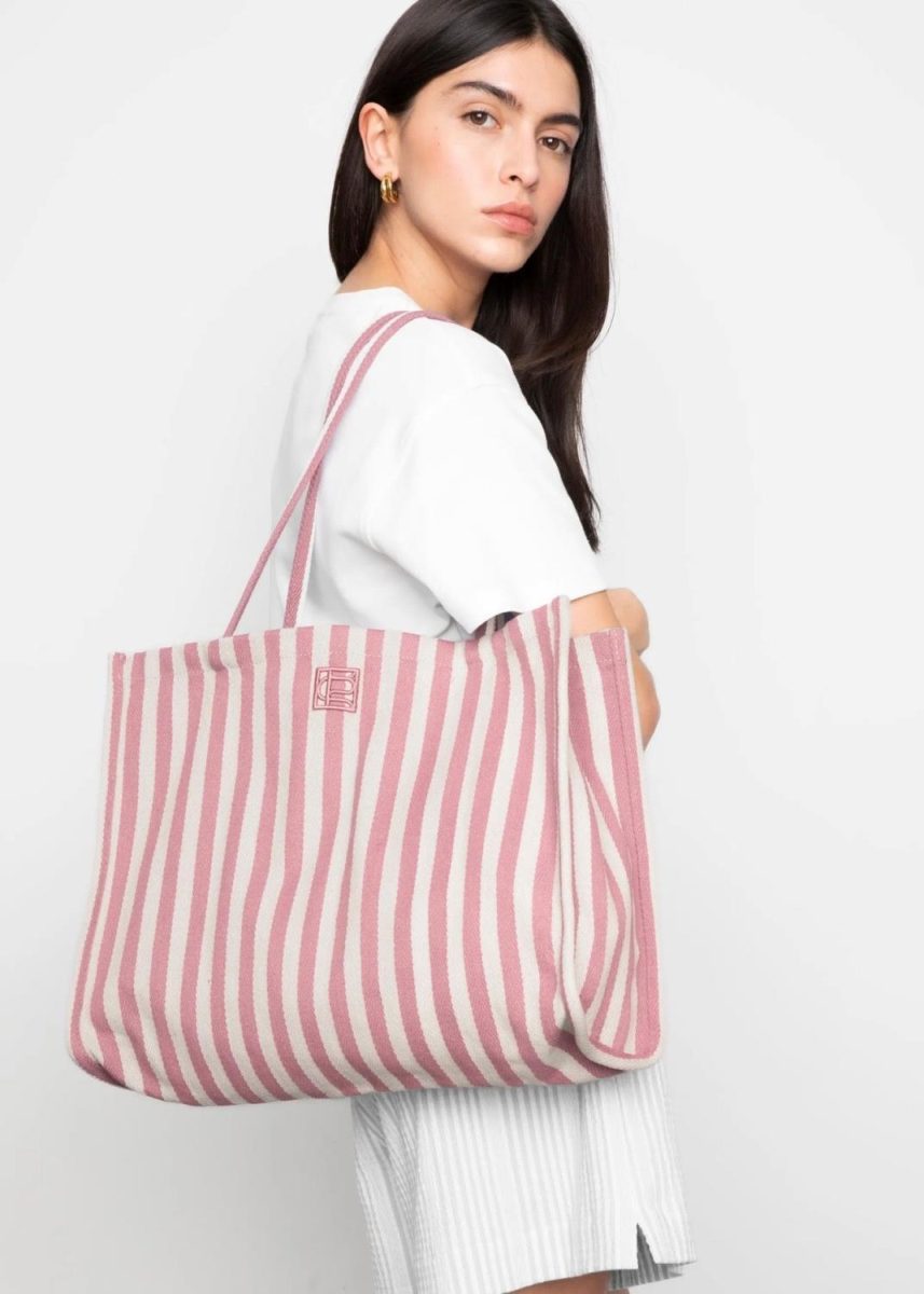 Ivy Tote Bag Light Pink Stripe