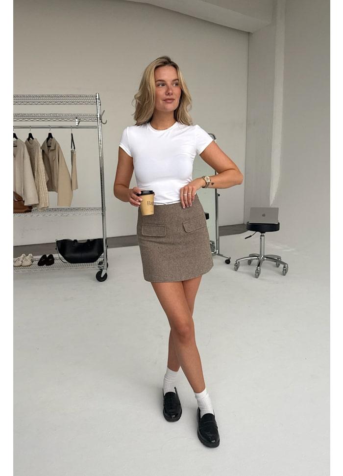 SARAHIC Mini Skirt - Brown Melange