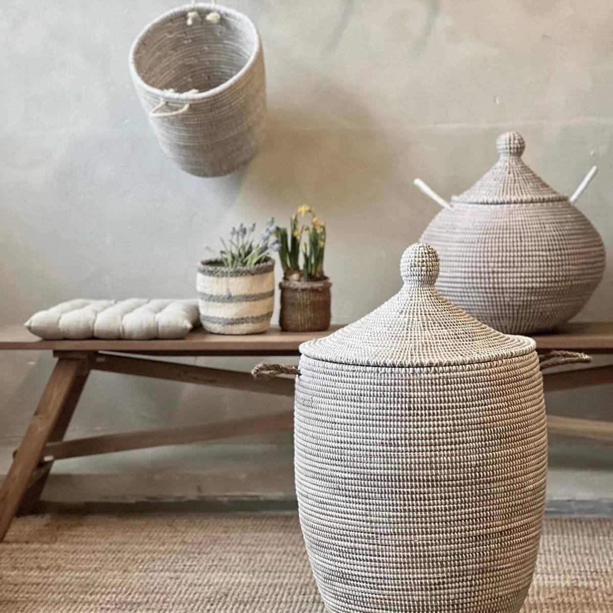 Savannen kurv hvit medium