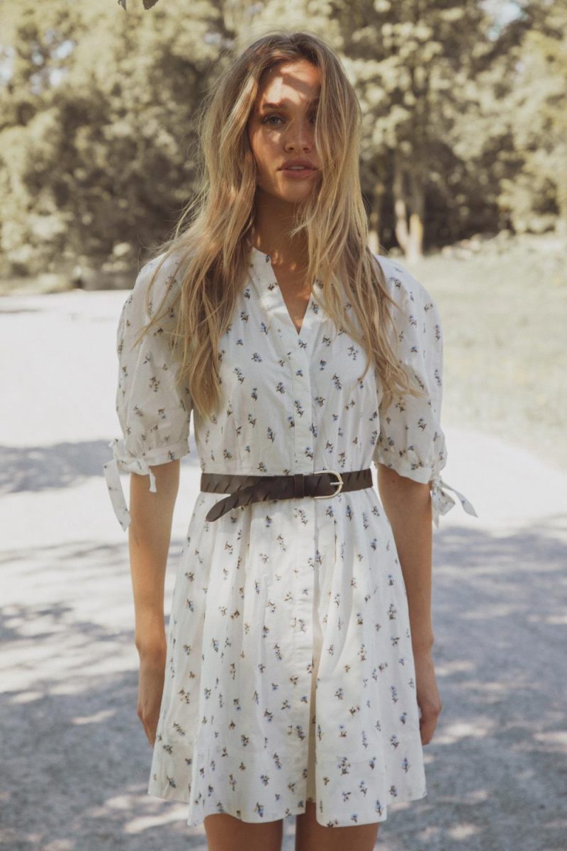 Lia Dress White Anemone Print