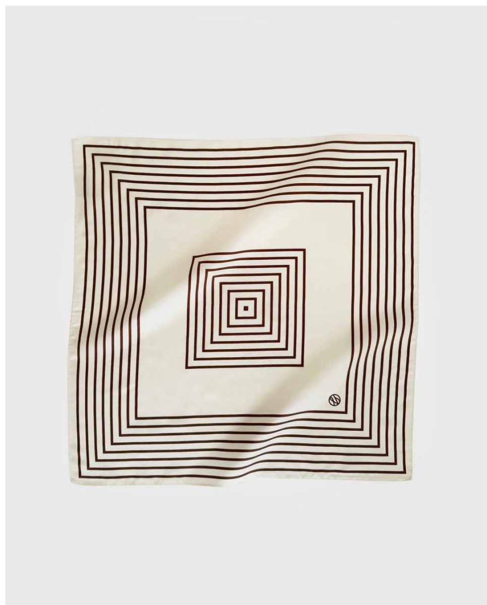 Striped Scarf Mocha Mousse & Cream 50 cm