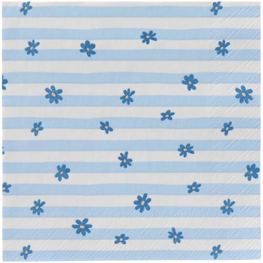 Serviett 12,5 x12,5 cm blå blomster 20 stk.