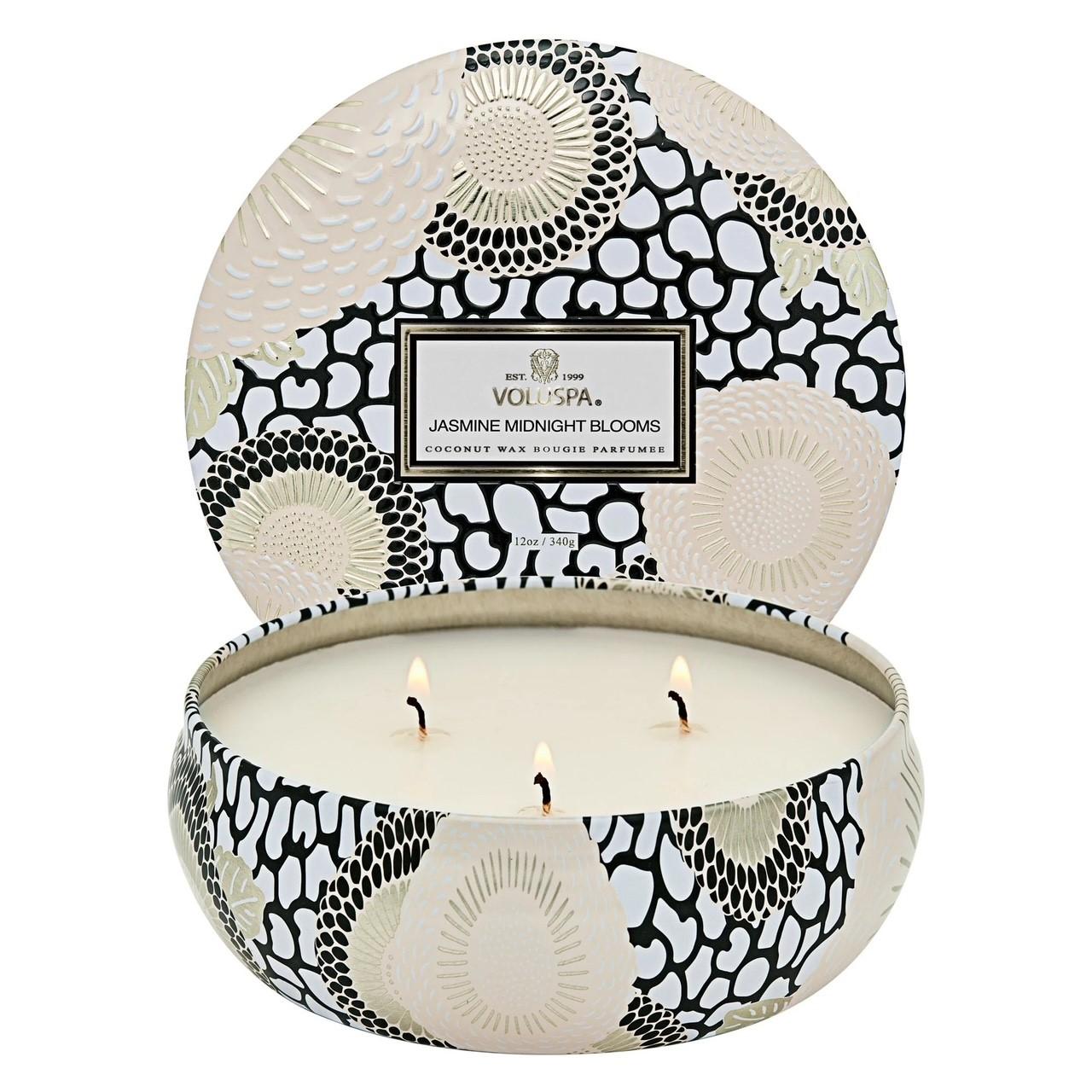 3 Wick Tin Candle 40 timer - Jasmine Midnight Blooms