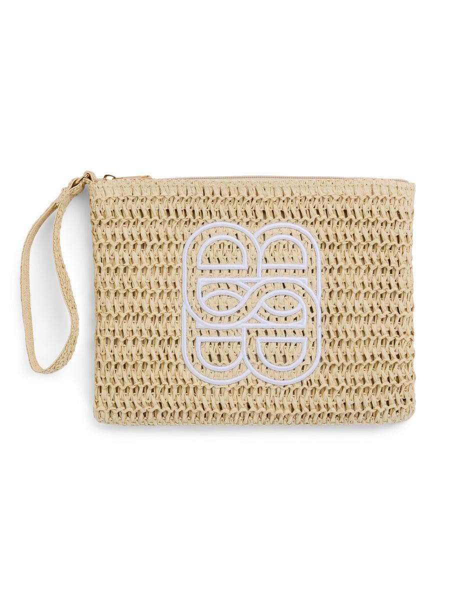 Mim Straw Clutch Beige