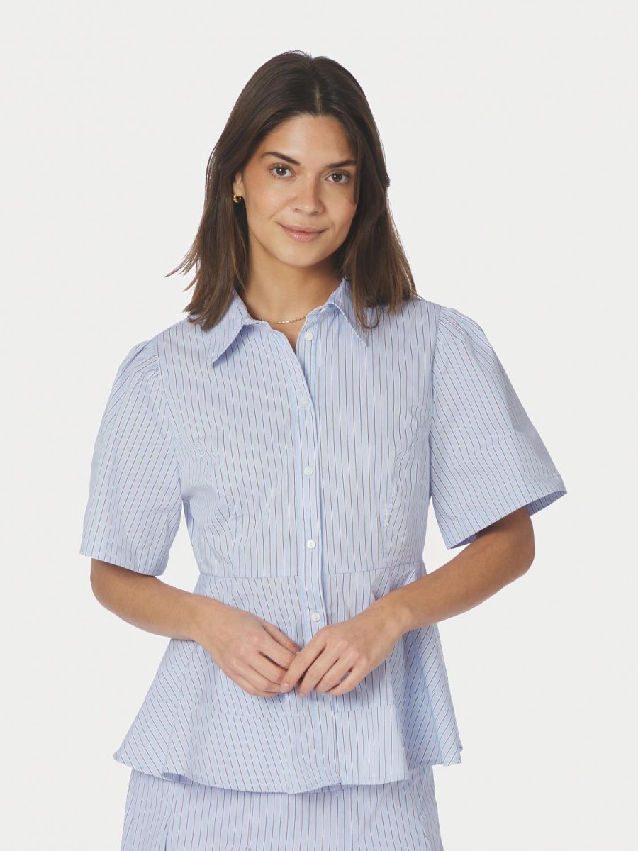 Janelle Stripe Shirt Blue/Brown