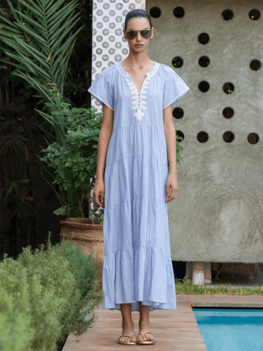 Camelia Maxi Dress Blue Stripes
