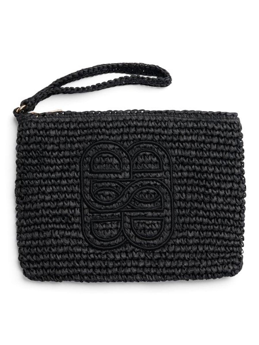 Mim Straw Clutch Black