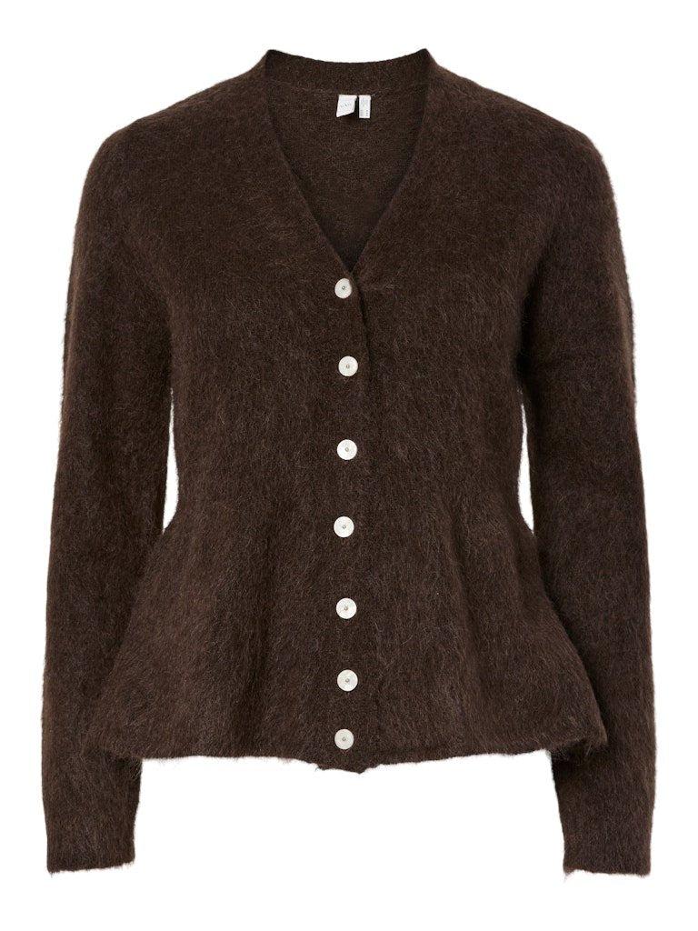 YasLimo Mohair Blend Knit Cardigan Seal Brown