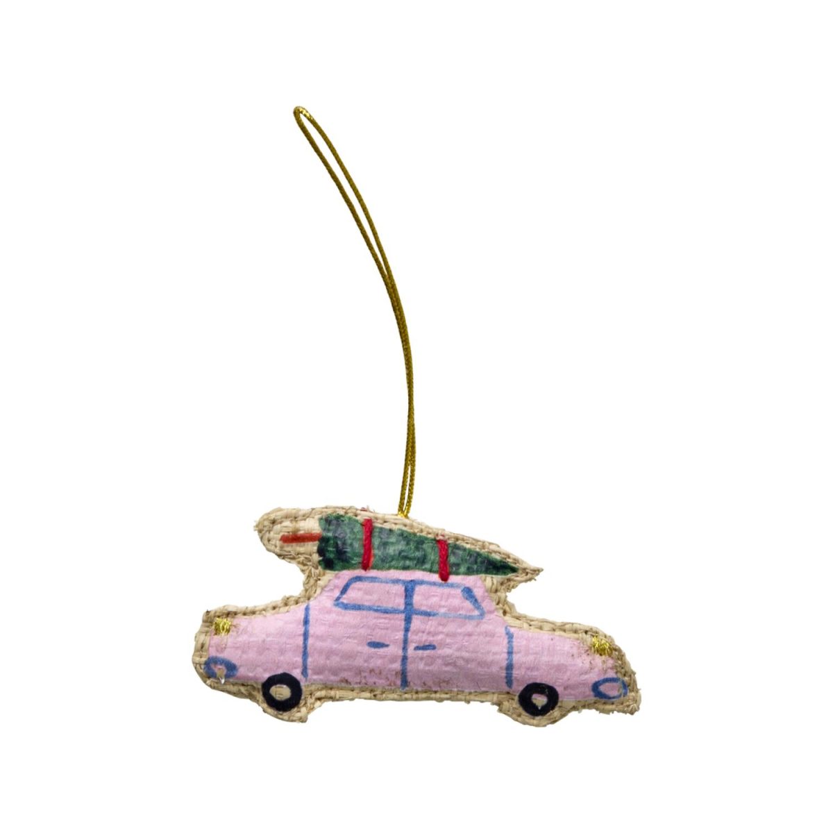 Raffia Christmas Ornament Car Shape