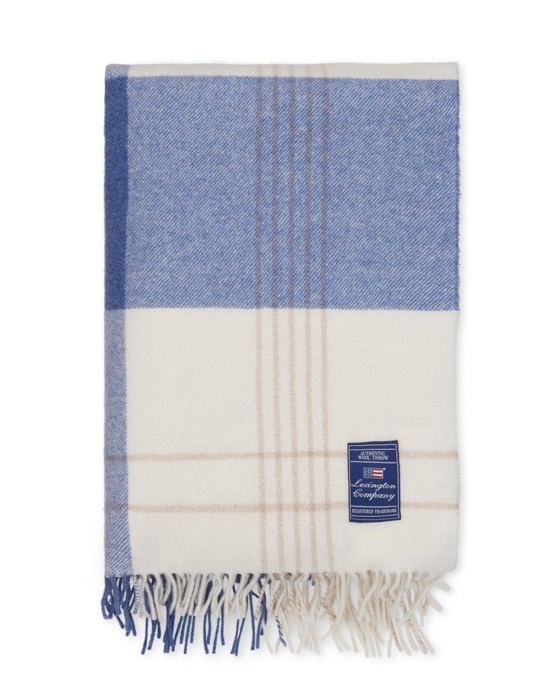 Blue / Beige Checked Recycled Wool Trow 130x170cm