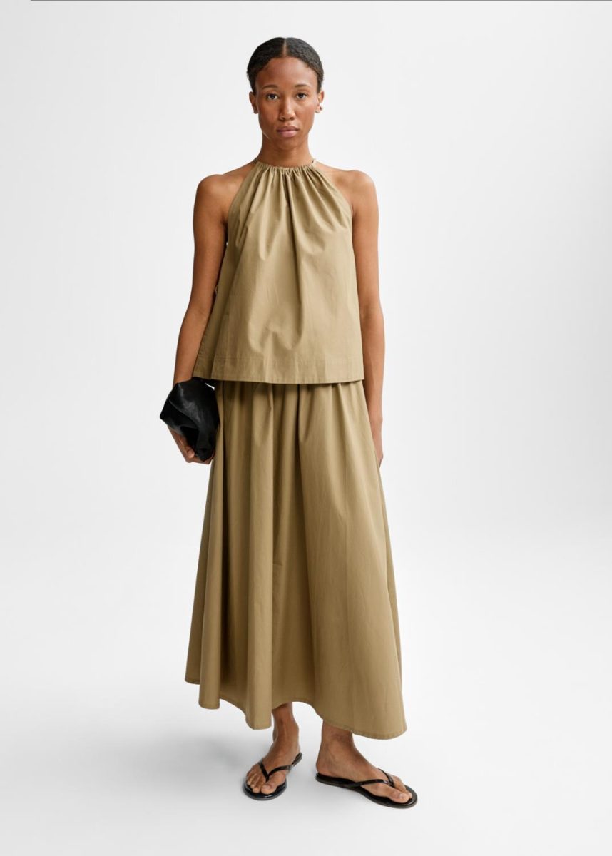Daija Poplin Skirt - Wood