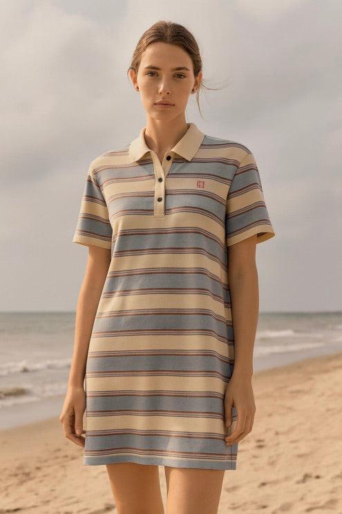 Emma Polo Dress Ocean Stripe