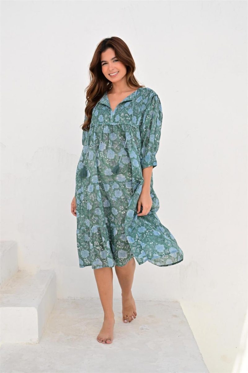 Love Shack Montpellier smekkekjole bobbin teal green