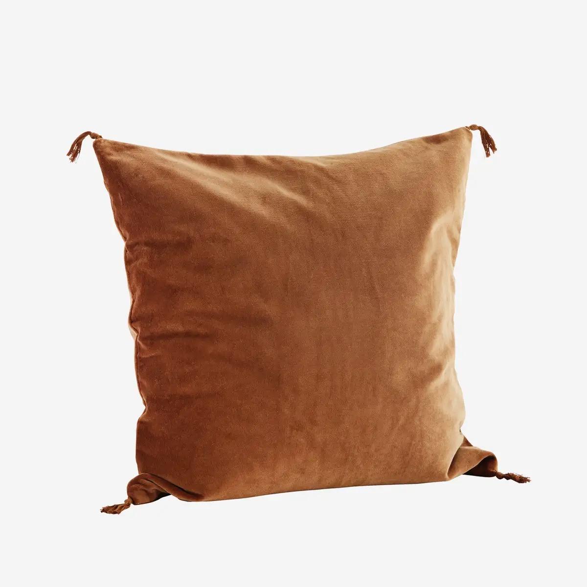 Velvet cushion with filling Burnt orange