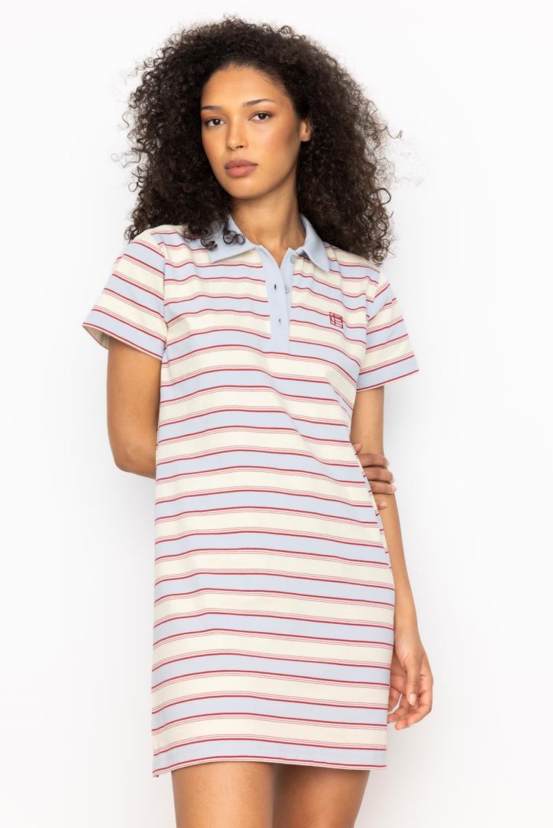 Emma Polo Dress Ocean Stripe