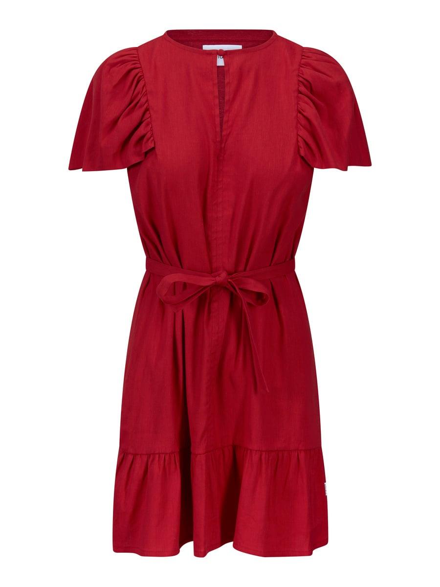 Mabel Stretch Linen Dress Red