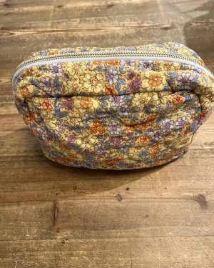 Toalettveske Quilet Blomster Gul