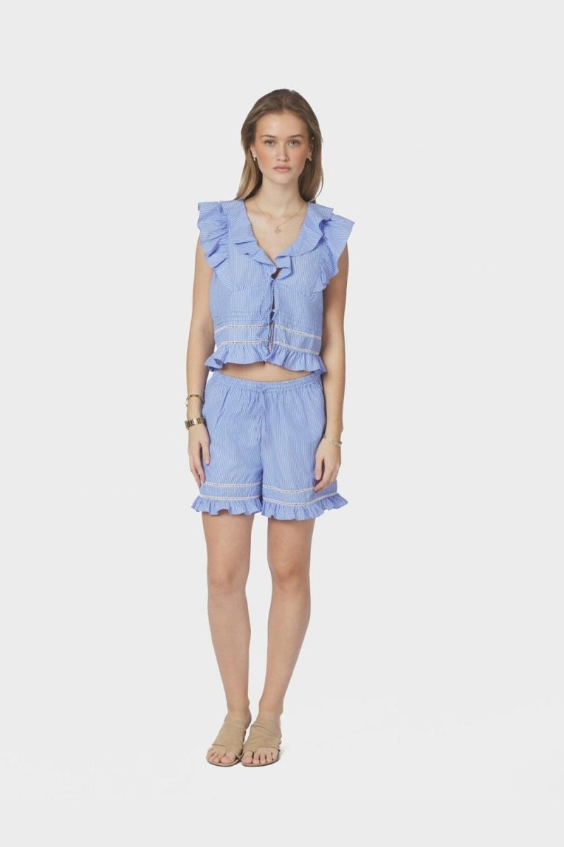 Amansa Stripe Shorts Light Blue