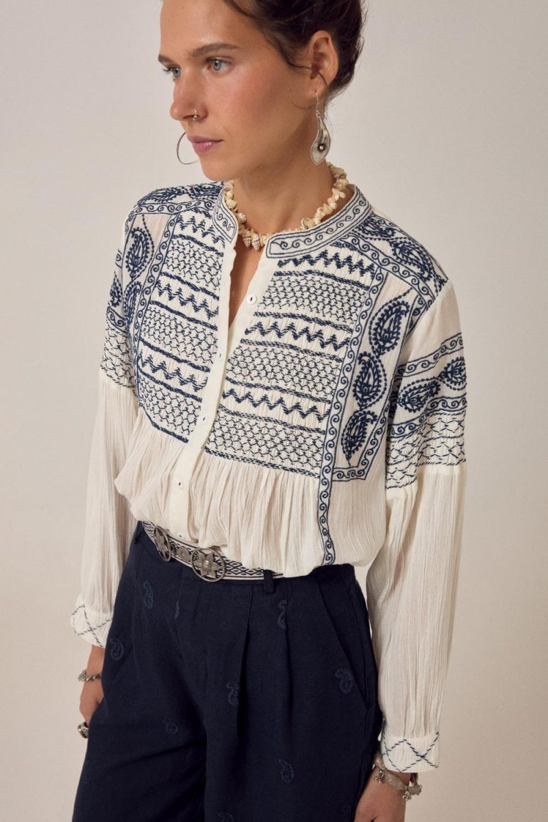 Milos Blanca Blouse Deep Blue