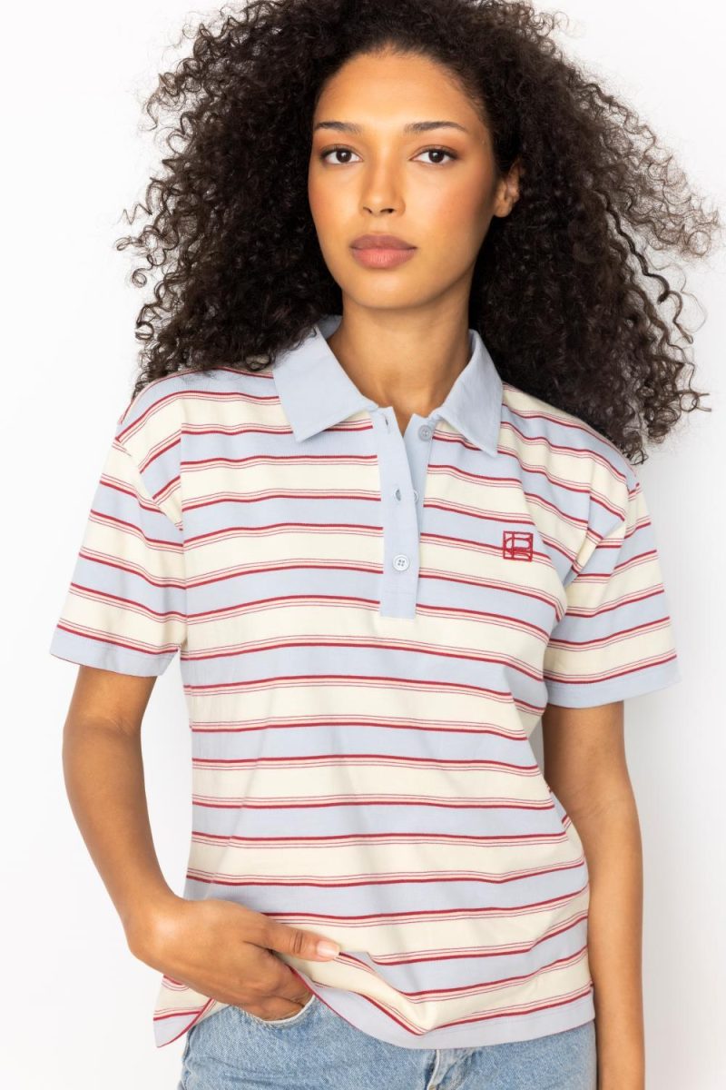 Evelyn Polo Tee Ocean Stripe
