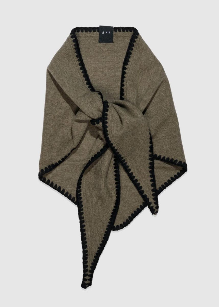 Mina Stitched Merino Scarf Army