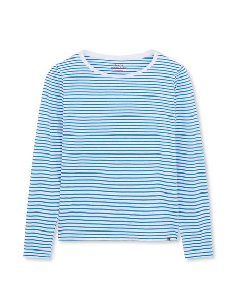 Organic Jersey Stripe Tenna Tee White / Mediterranian
