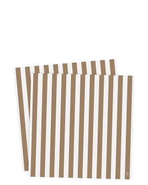 Serviett 33x33 striper kola/hvit