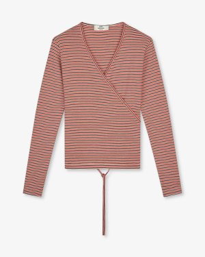 Cotton Stripe Susi LS Top - Fiery Red / Vanilla Ice