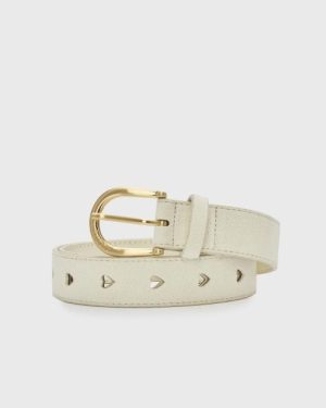 Cut It Out Heart Belt Suede Cream White