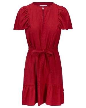 Mabel Stretch Linen Dress Red