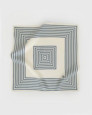 Striped Scarf Navy & Cream 50 cm