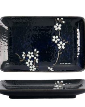 Cobalt Blue Sakura Rectangular Plate 20,5x13,2x2,5 cm