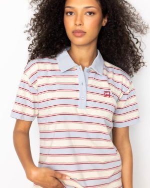 Evelyn Polo Tee Ocean Stripe