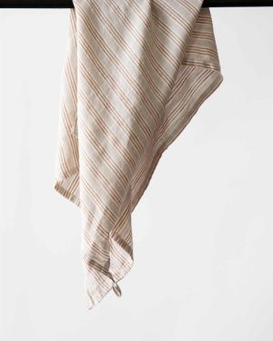 Kjøkkenhåndkle - 50x70cm Lin Hazelrnut stripe