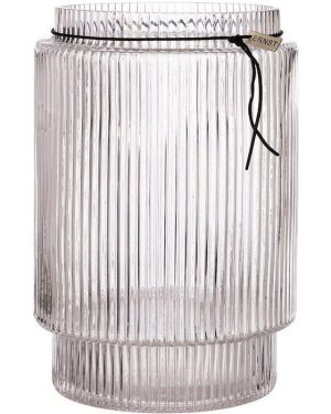 Glassvase d19,5 h28 cm m/riller