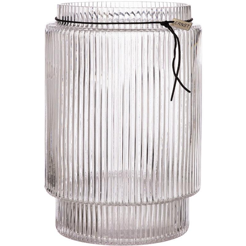Glassvase d19,5 h28 cm m/riller
